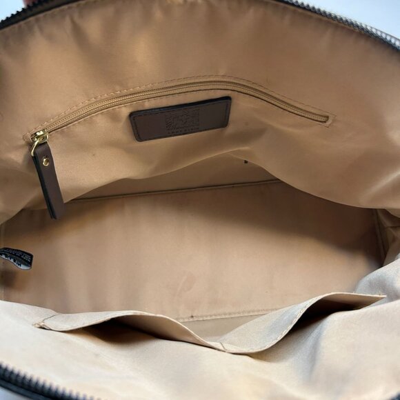 Anne Klein Brown & Beige Geometric Satchel Handbag With Detachable Strap - Picture 10 of 10